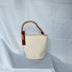 Loewe 2020 leather trimmed canvas rope bucket bag